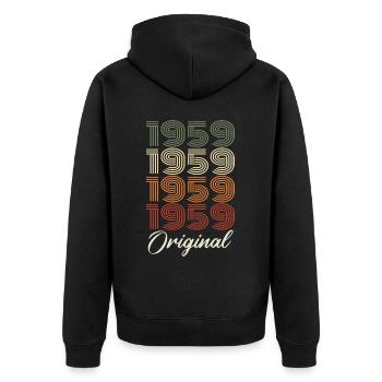 1959 Original Vintage Geburtstagsgeschenk 1959 - Unisex Premium Bio Zip Hoodie - Schwarz - Hinten - Nico (187cm)