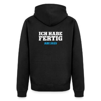 ICH HABE FERTIG ABI 2025 ABITUR Schulabschluss 25 - Unisex Premium Bio Zip Hoodie - Schwarz - Hinten - Nico (187cm)