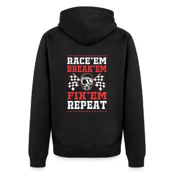 Drag Race - Unisex Premium Bio Zip Hoodie - Schwarz - Hinten - Nico (187cm)
