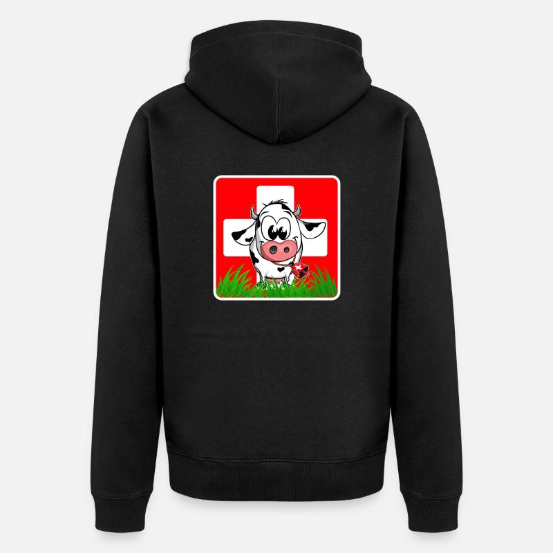 Schweizer Kuh Schweizer Flagge - Unisex Premium Bio Zip Hoodie - Schwarz