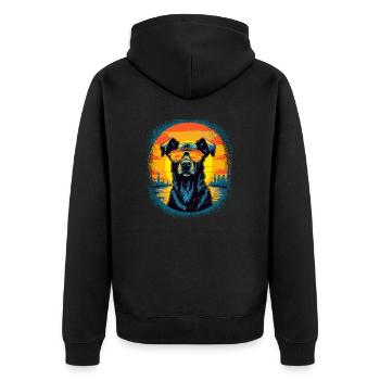jokes animal welfare dog paw present idea - Unisex Premium Bio Zip Hoodie - Schwarz - Hinten - Nico (187cm)