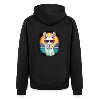 Funny Birthday Present Camelidae Beach - Unisex Premium Organic Zip Hoodie - black - Back - Nico (187cm)
