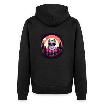 llama present america again alpaca beach fun drama - Unisex Premium Bio Zip Hoodie - Schwarz - Hinten - Nico (187cm)