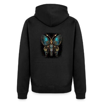 papillons présent idée esthétique citation verte - Veste à capuche bio Premium Unisexe - noir - Dos - Nico (187cm)