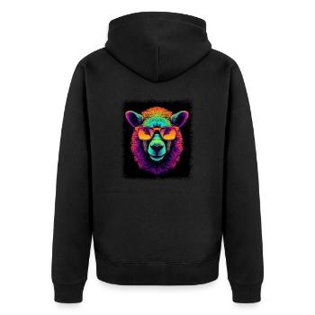 birthday present geek anti herd of sheep humor - Unisex Premium Bio Zip Hoodie - Schwarz - Hinten - Nico (187cm)