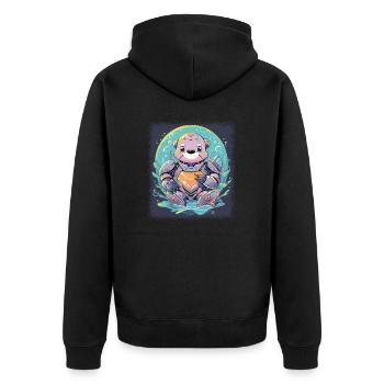 Funny Quote Baby Otter Alcohol Statement - Unisex Premium Organic Zip Hoodie - black - Back - Nico (187cm)