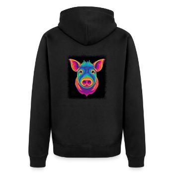 butts pig animal welfare boar piglets statement - Unisex Premium Bio Zip Hoodie - Schwarz - Hinten - Nico (187cm)
