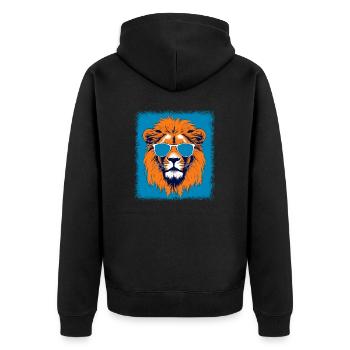 children lion head comic and sarcastic happy big - Unisex Premium Bio Zip Hoodie - Schwarz - Hinten - Nico (187cm)