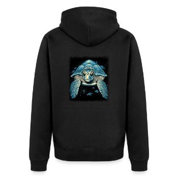 turtle gift earth creature animal defense - Unisex Premium Bio Zip Hoodie - Schwarz - Hinten - Nico (187cm)