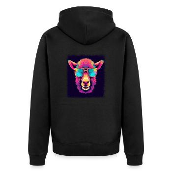 gift geek animal design - Unisex Premium Bio Zip Hoodie - Schwarz - Hinten - Nico (187cm)