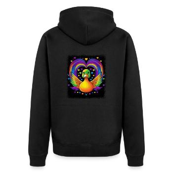 cool bathroom gift birthday present duck 8 bit - Unisex Premium Organic Zip Hoodie - black - Back - Nico (187cm)