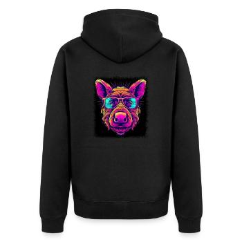 Bacon Tshirt Happy Awesome Birthday Present Idea - Unisex Premium Organic Zip Hoodie - black - Back - Nico (187cm)