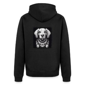 american flag geek dog love jokes happy sayings - Unisex Premium Bio Zip Hoodie - Schwarz - Hinten - Nico (187cm)