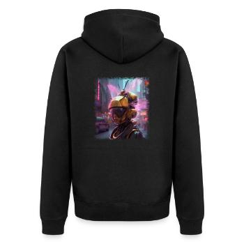Bee Keeper Bag Funny Quote Bee Whisperer - Unisex Premium Organic Zip Hoodie - black - Back - Nico (187cm)