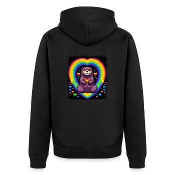 Anniversary Baby Otter Quote Birthday Present Idea - Unisex Premium Organic Zip Hoodie - black - Back - Nico (187cm)