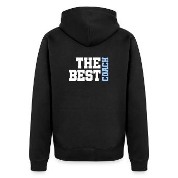 The best Coach - Der beste Trainer - Unisex Premium Bio Zip Hoodie - Schwarz - Hinten - Nico (187cm)
