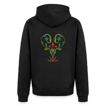 RUSTIKALES HEART - Unisex Premium Bio Zip Hoodie - Schwarz - Hinten - Nico (187cm)