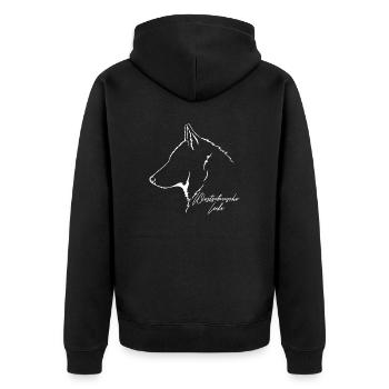 WESTSIBIRISCHE LAIKA Profil Hunde Hund Wilsigns - Unisex Premium Bio Zip Hoodie - Schwarz - Hinten - Nico (187cm)