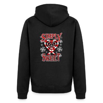 Simply sweet mit Zuckerstange Herzchen - Unisex Premium Bio Zip Hoodie - Schwarz - Hinten - Nico (187cm)