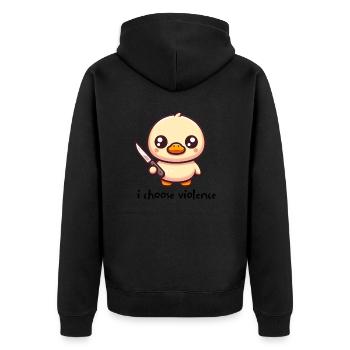 Ich entscheide mich für Gewalt Entlein - Unisex Premium Bio Zip Hoodie - Schwarz - Hinten - Nico (187cm)