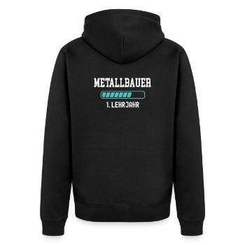 Metallbauer Ausbildung 1 Lehrjahr Ausbildungsjahr - Unisex Premium Bio Zip Hoodie - Schwarz - Hinten - Nico (187cm)