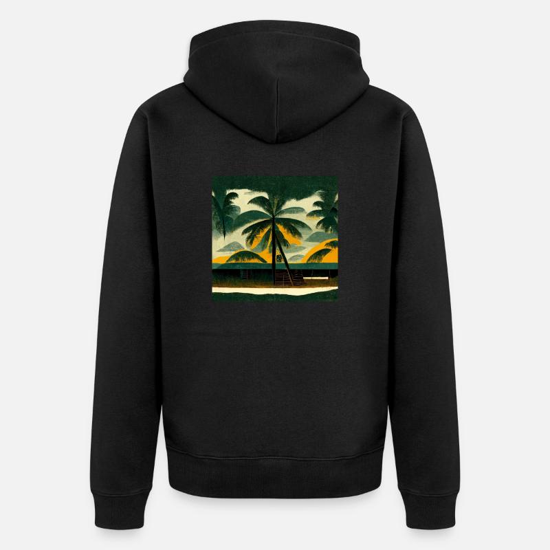 Cabane jamaïcaine sur la plage - Veste à capuche bio Premium Unisexe - noir