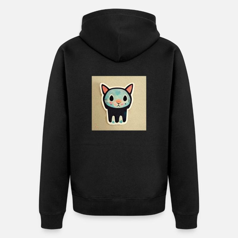 Chat de dessin animé mignon - Veste à capuche bio Premium Unisexe - noir