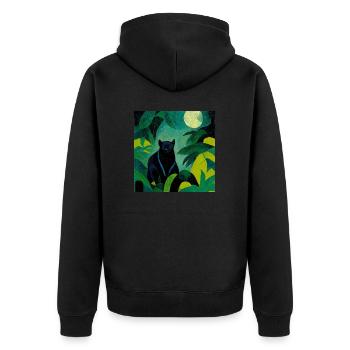 Panthère dans la jungle au clair de lune - Veste à capuche bio Premium Unisexe - noir - Dos - Nico (187cm)