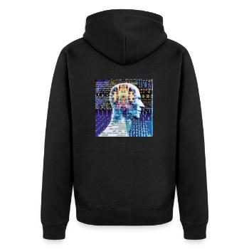 Künstliche Intelligenz - Unisex Premium Bio Zip Hoodie - Schwarz - Hinten - Nico (187cm)