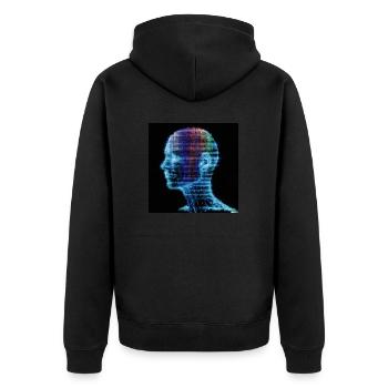 Künstliche Intelligenz - Unisex Premium Bio Zip Hoodie - Schwarz - Hinten - Nico (187cm)