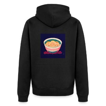 Japanisch Ramen Anime - Unisex Premium Bio Zip Hoodie - Schwarz - Hinten - Nico (187cm)