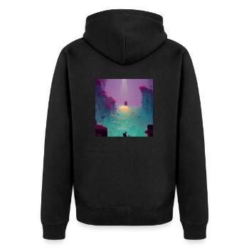 Love story - Unisex Premium Organic Zip Hoodie - black - Back - Nico (187cm)