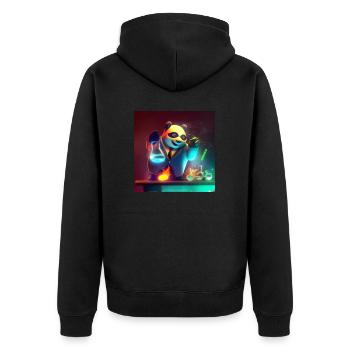 Science Panda - Unisex Premium Bio Zip Hoodie - Schwarz - Hinten - Nico (187cm)
