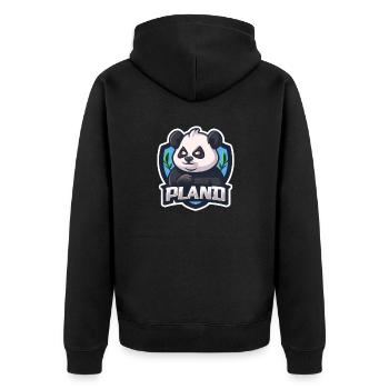 PLAND, der dunkle 🐼 Panda - Unisex Premium Bio Zip Hoodie - Schwarz - Hinten - Nico (187cm)