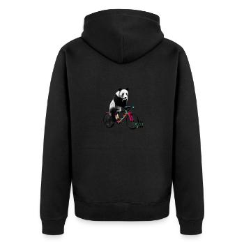 Panda learns to ride a bike - Unisex Premium Organic Zip Hoodie - black - Back - Nico (187cm)