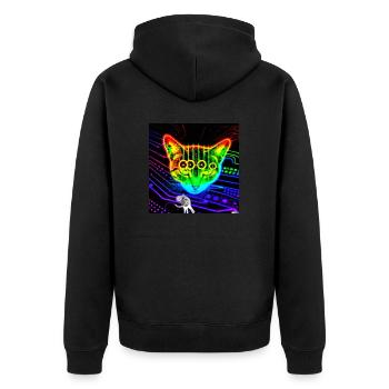 Katze 4 - Unisex Premium Bio Zip Hoodie - Schwarz - Hinten - Nico (187cm)