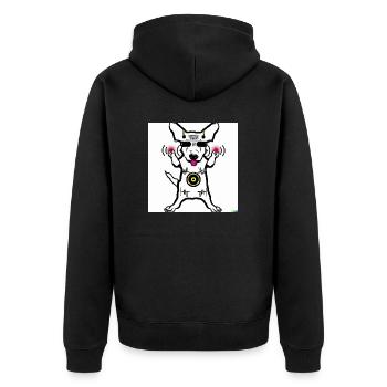Doge 4 - Unisex Premium Bio Zip Hoodie - Schwarz - Hinten - Nico (187cm)