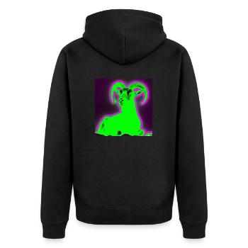 Neon - Unisex Premium Bio Zip Hoodie - Schwarz - Hinten - Nico (187cm)