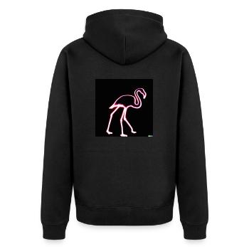 Neon Storch - Unisex Premium Bio Zip Hoodie - Schwarz - Hinten - Nico (187cm)