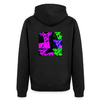 Neon Reh - Unisex Premium Bio Zip Hoodie - Schwarz - Hinten - Nico (187cm)