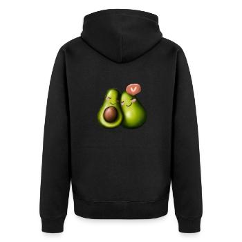 Avocado Liebe - Unisex Premium Bio Zip Hoodie - Schwarz - Hinten - Nico (187cm)