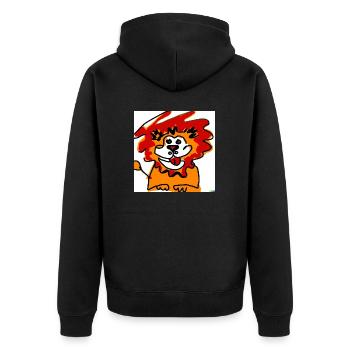 Löwe - Unisex Premium Bio Zip Hoodie - Schwarz - Hinten - Nico (187cm)