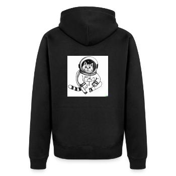 Astronauten Katze - Unisex Premium Bio Zip Hoodie - Schwarz - Hinten - Nico (187cm)