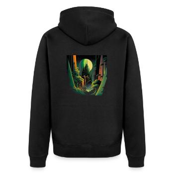 Sunrise in the forest - Unisex Premium Organic Zip Hoodie - black - Back - Nico (187cm)