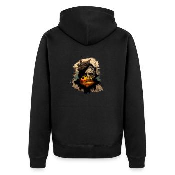 t shirt design abstrac art logo post apocalyptic 2 - Veste à capuche bio Premium Unisexe - noir - Dos - Nico (187cm)