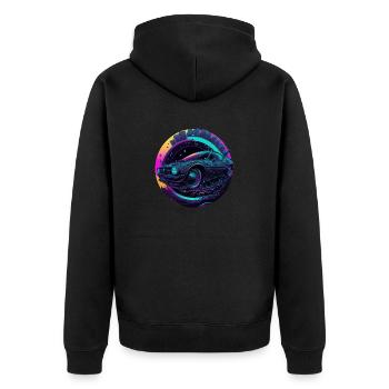 Neon Speedster Digital Dream Car Futuristic Fury - Unisex Premium Bio Zip Hoodie - Schwarz - Hinten - Nico (187cm)