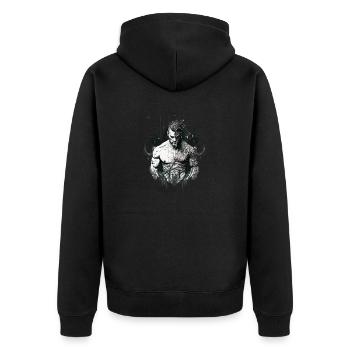 Cyborg tatoué Futuriste Gladiator Warrior - Veste à capuche bio Premium Unisexe - noir - Dos - Nico (187cm)