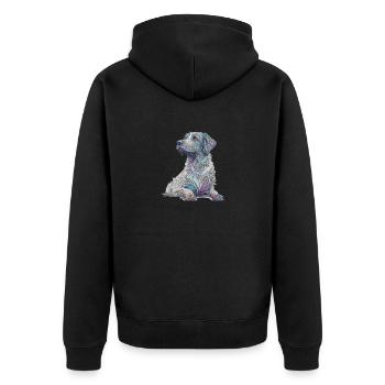 Mandog dog in mandala style - Unisex Premium Organic Zip Hoodie - black - Back - Nico (187cm)