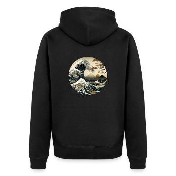 No 4 : T-shirt Wave Kanagawa Ukyio_e Style Japan - Veste à capuche bio Premium Unisexe - noir - Dos - Nico (187cm)