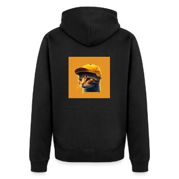 Cool cat - Unisex Premium Organic Zip Hoodie - black - Back - Nico (187cm)